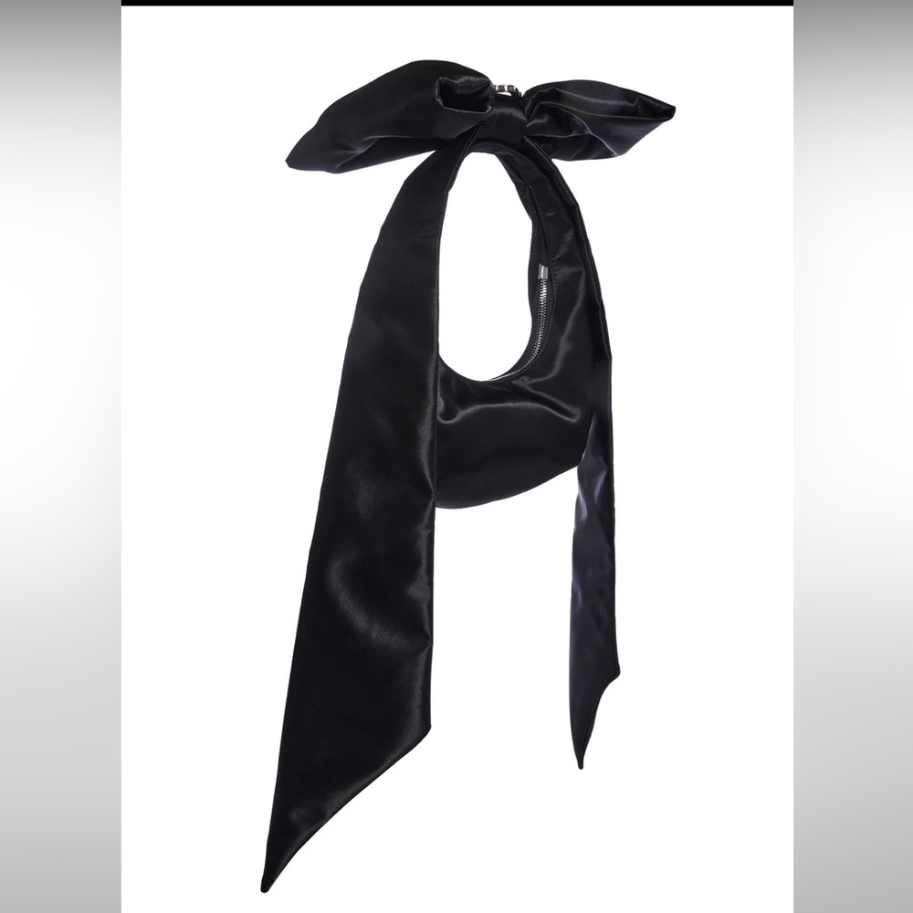 Black Satin Bow Bag Heart